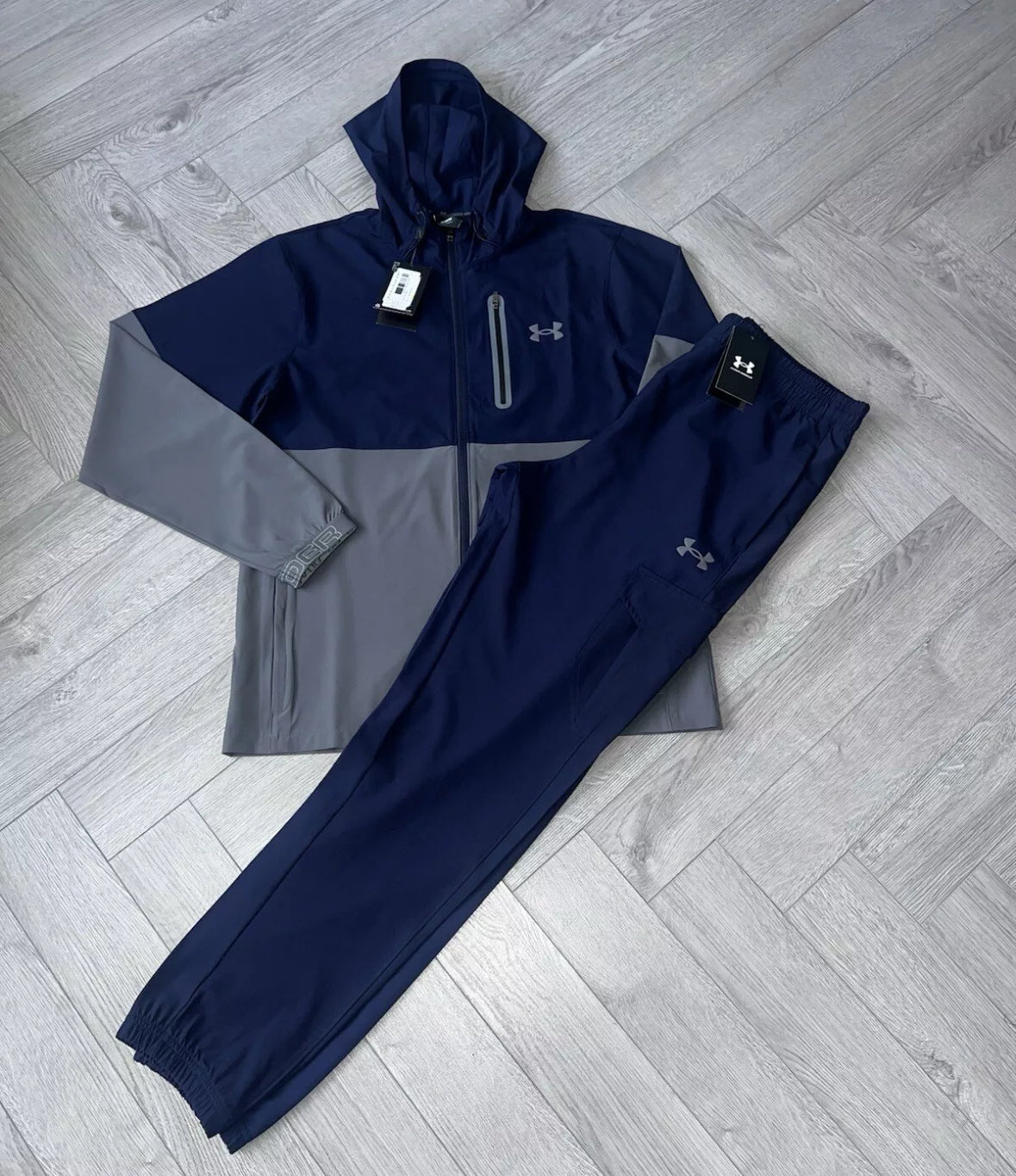 UNDER ARMOUR - TRACKSUIT SET FULL ZIP NAVY/GREY
