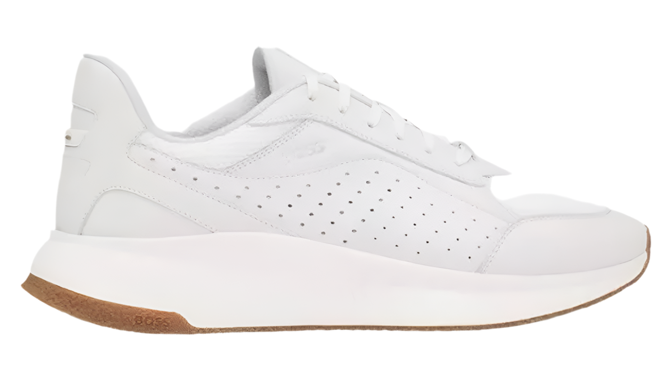 BOSS - TTNM EVO LEATHER LACE UP TRAINERS WITH MESH TRIMS